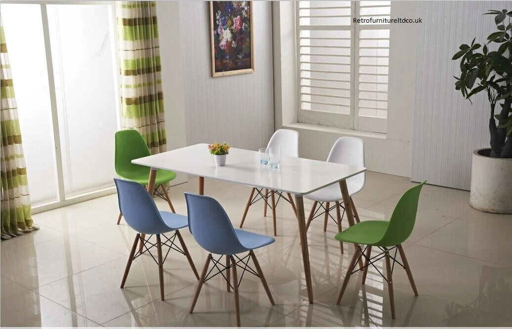 Dining table dining chairs retro wood cafe..